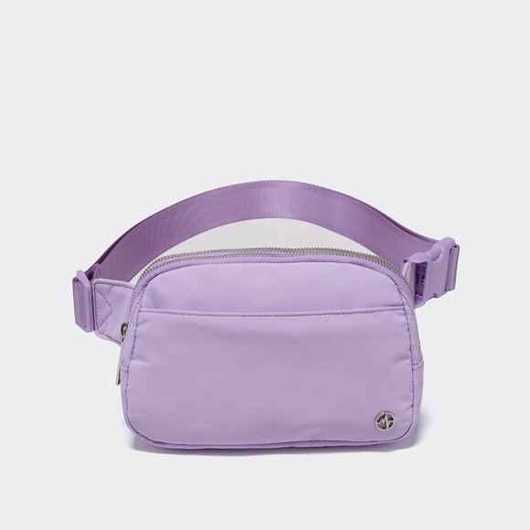 Large Lilac Purple Water-Resistant Nylon Travel Belt Bag with 5 Zipper Pockets - Picture 2 of 8